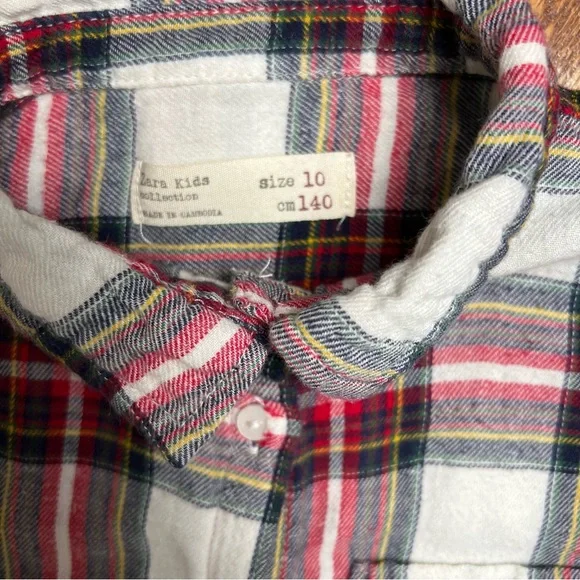 Zara girls plaid button down shirt. - Picture 3 of 3